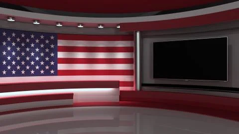 TV studio. USA flag studio. American flag background. News studio. The perfec イラスト素材
