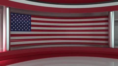 TV studio. USA flag studio. American flag background. News studio. The perfec イラスト素材