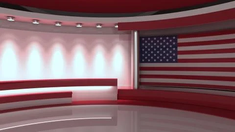 TV studio. USA flag studio. American flag background. News studio. The perfec イラスト素材