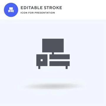 Tv Table icon vector, filled flat sign, solid pictogram isolated on white, lo Stock Illustration