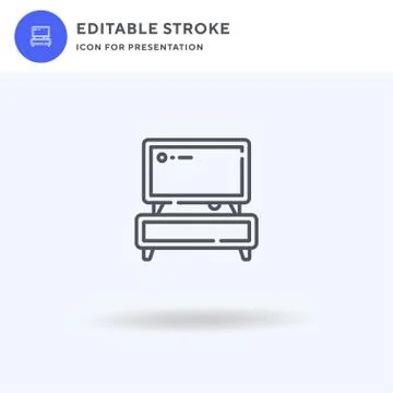 Tv Table icon vector, filled flat sign, solid pictogram isolated on white, lo Stock Illustration