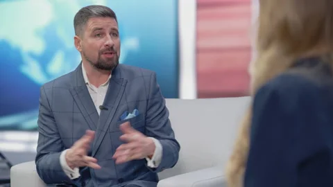 TV Talk Show Presenter Interview Guest Video stock 170399204