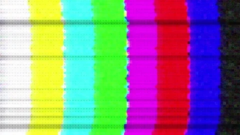 Tv television broadcast screen test pattern film tv glitch Stock Footage 84567236