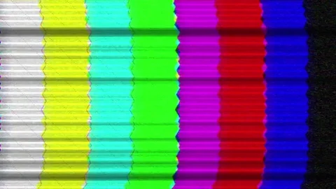 Tv television broadcast screen test pattern film tv glitch Stock Footage 84567340