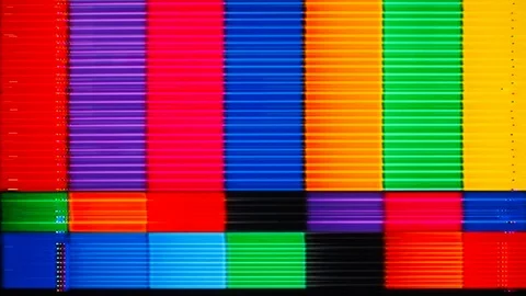 Tv television broadcast screen test pattern film tv glitch Stock Footage 86014885