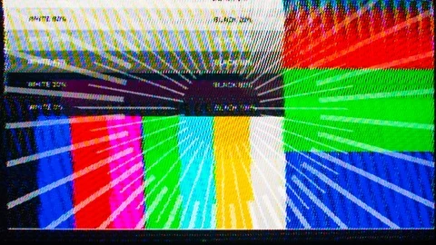 Tv television broadcast screen test pattern film tv glitch Stock Footage 86015087