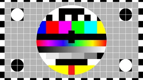 TV test pattern for checking color balance, geometry and linearity. Feature.. Illustrazione stock