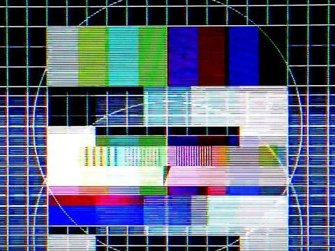 TV Test Pattern generated by a Monoscope with Noise Glitch Effect Stock Photos