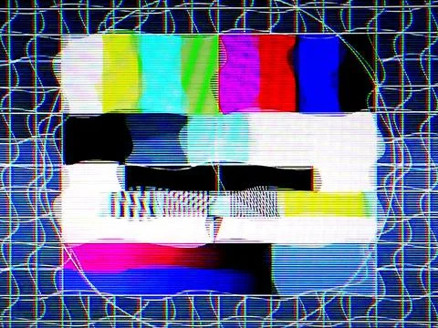 TV Test Pattern generated by a Monoscope with Noise Glitch Effect 스톡 사진