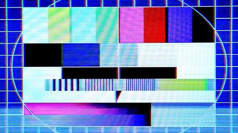 TV Test Pattern generated by a Monoscope with Noise Glitch Effect Stock Photos