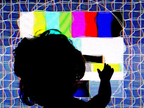TV Test Pattern generated by a Monoscope - TV Static Noise Glitch Effect 스톡 사진