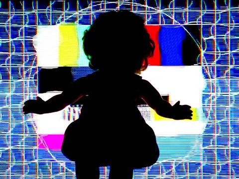 TV Test Pattern generated by a Monoscope - TV Static Noise Glitch Effect Stock Photos