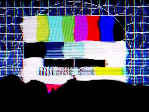 TV Test Pattern generated by a Monoscope - TV Static Noise Glitch Effect 스톡 사진