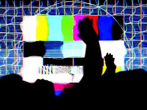 TV Test Pattern generated by a Monoscope - TV Static Noise Glitch Effect Stock Photos