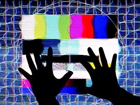 TV Test Pattern generated by a Monoscope - TV Static Noise Glitch Effect 스톡 사진