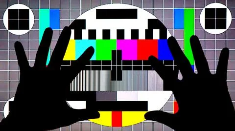TV Test Pattern generated by a Monoscope - TV Static Noise Glitch Effect 스톡 사진