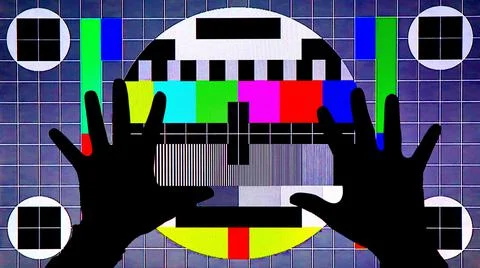 TV Test Pattern generated by a Monoscope - TV Static Noise Glitch Effect 스톡 사진
