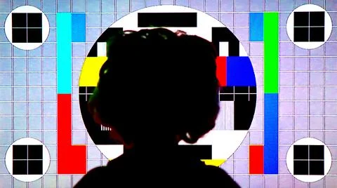 TV Test Pattern generated by a Monoscope - TV Static Noise Glitch Effect 스톡 사진