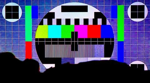 TV Test Pattern generated by a Monoscope - TV Static Noise Glitch Effect 写真素材
