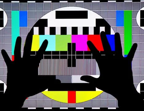 TV Test Pattern generated by a Monoscope - TV Static Noise Glitch Effect 스톡 사진