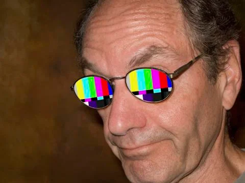 Tv test pattern reflected in eyeglasses Stock Photos
