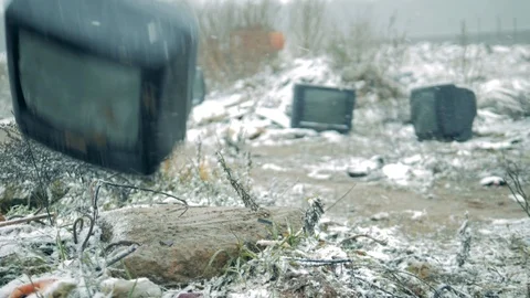 A TV thrown at a dump. Stock Footage 120464706