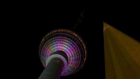TV Tower from below at Night Видео 72589498