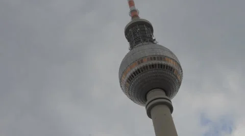 TV tower in Berlin zoomed in, cloudy (2) establishing shot Stock-Footage 50115402