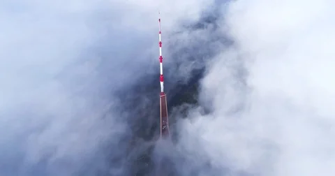 TV tower clouds drone-lapse above clouds Vídeos de archivo 84271818