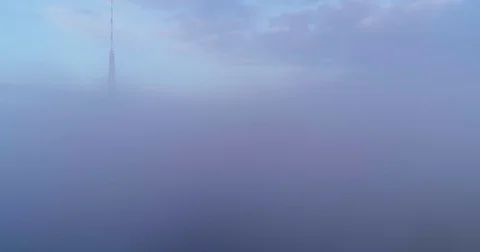 TV tower clouds flight above clouds Stock Footage 84326737