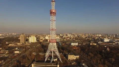 TV Tower Kiev Rise to Top Stock Footage
