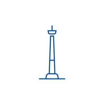Tv tower line icon concept. Tv tower flat vector symbol, sign, outline Stock Illustration