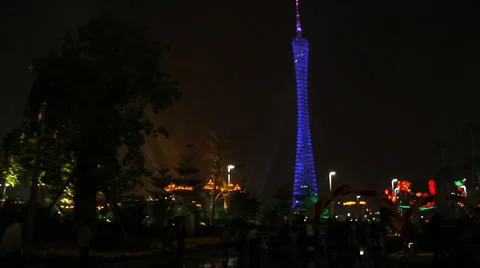 Tv tower at night Stock Footage 978565