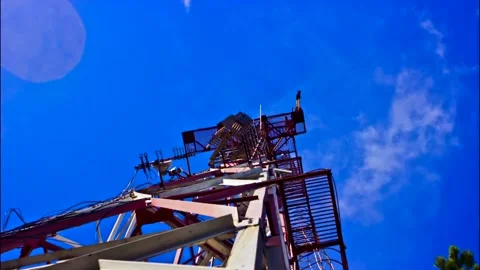 Tv tower timelapse with clouds Stock Footage 223363546