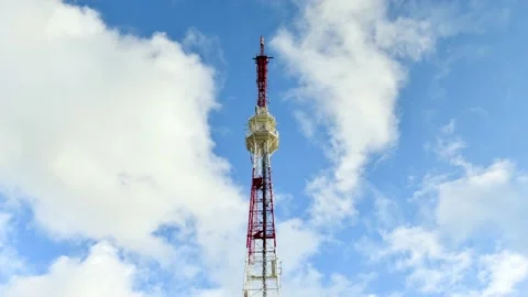 TV tower.   Tower with antennas for cellular phone communication Stock Footage 139976568