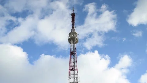TV tower.   Tower with antennas for cellular phone communication Stock Footage 140039798
