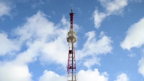 TV tower.   Tower with antennas for cellular phone communication Stock Footage 140125860