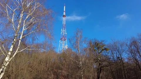 TV tower. Tower with antennas for cellular phone communication Lviv, Ukraine Stock Footage 144465765