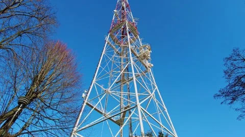 TV tower. Tower with antennas for cellular phone communication Lviv, Ukraine Stock Footage 144466214