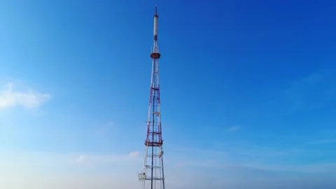 TV tower. Tower with antennas for cellular phone communication Lviv, Ukraine Stock Footage 144466919