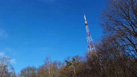 TV tower. Tower with antennas for cellular phone communication Lviv, Ukraine Stock Footage 144883078