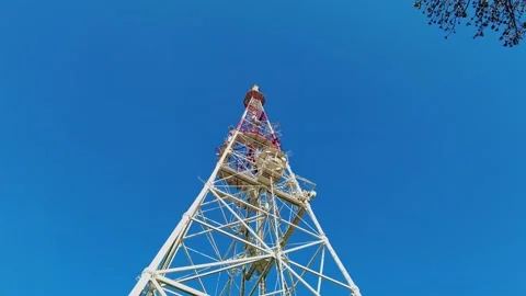 TV tower. Tower with antennas for cellular phone communication Lviv, Ukraine Stock Footage 144884162