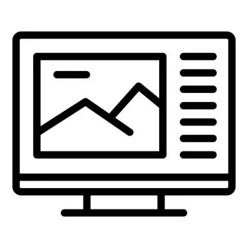 Tv tutorial icon outline vector. Screen distance Stock Illustration