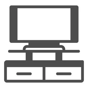 Tv on tv stand solid icon, monitors and TV concept, tv set on tv table vector Stock Illustration