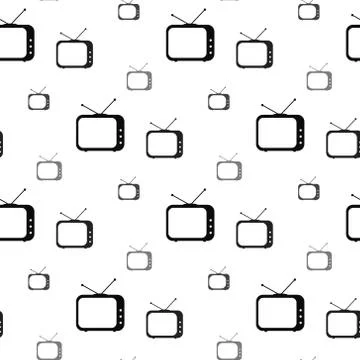 Tv, vector seamless pattern, Editable can be used for web page backgrounds, p Stock Illustration
