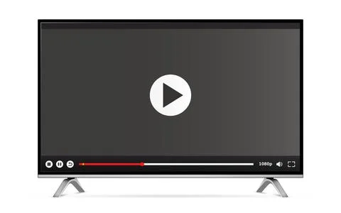 TV with video web player interface on screen Illustrazione stock