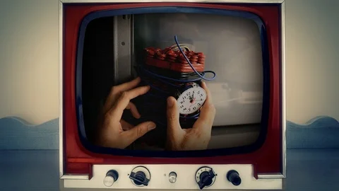 TV vintage bomb put timer tnt 스톡 동영상 93970889