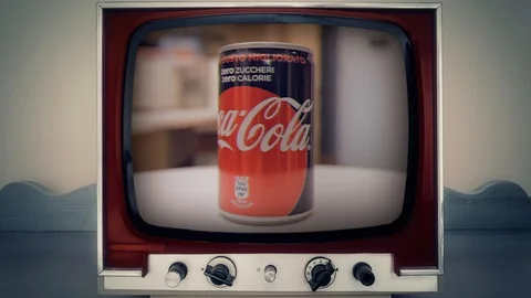 TV vintage Coca Cola Zero Italian editorial Stock Footage 94853846