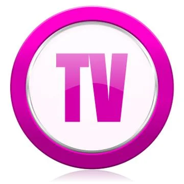 Tv violet icon television sign. Stock Illustration