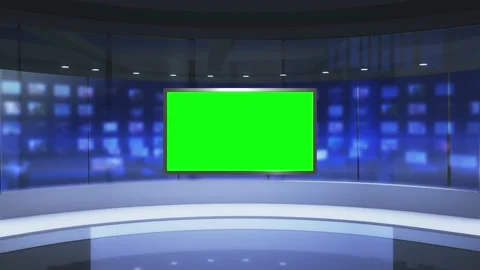 TV On Wall.3D Virtual News Studio Background Stock Footage 155370720